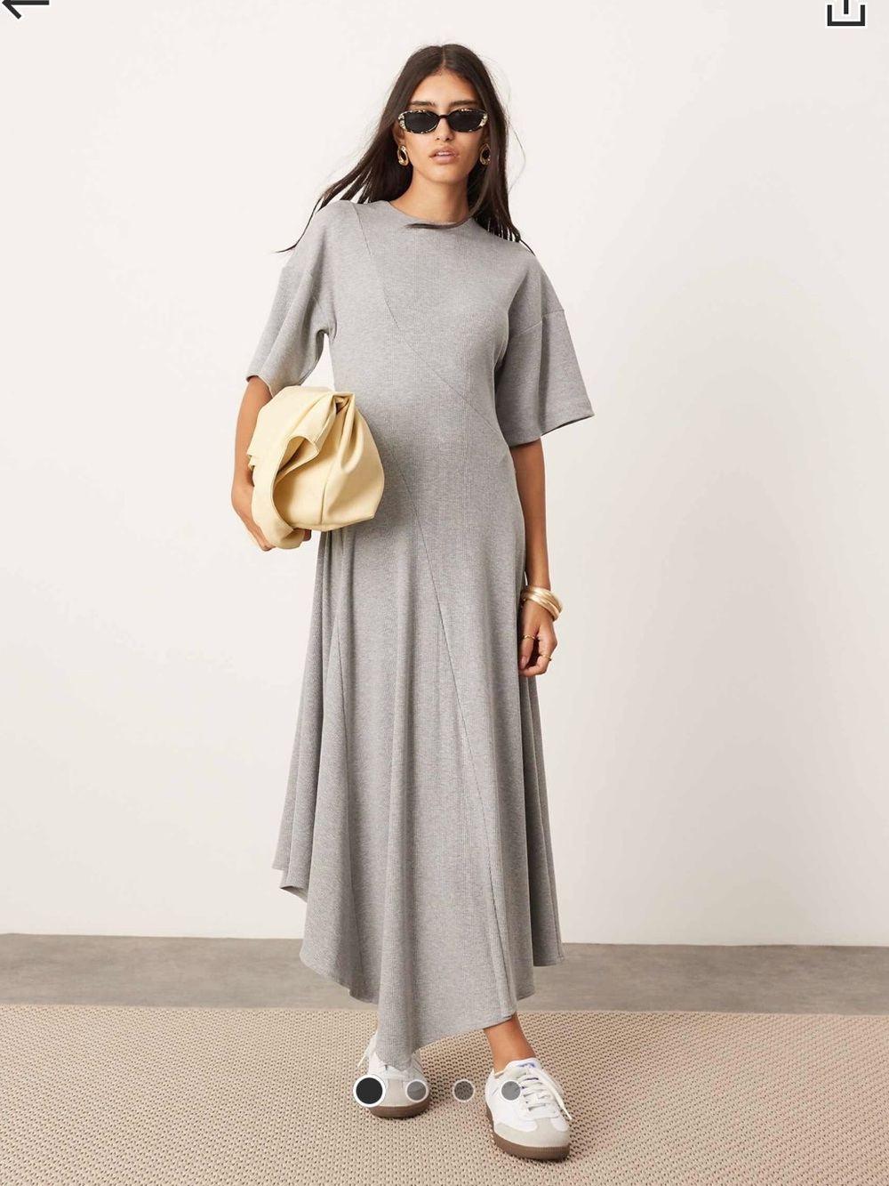ASOS jersey ribbed midi t-shirt dress with asymmetric hem gray size 6